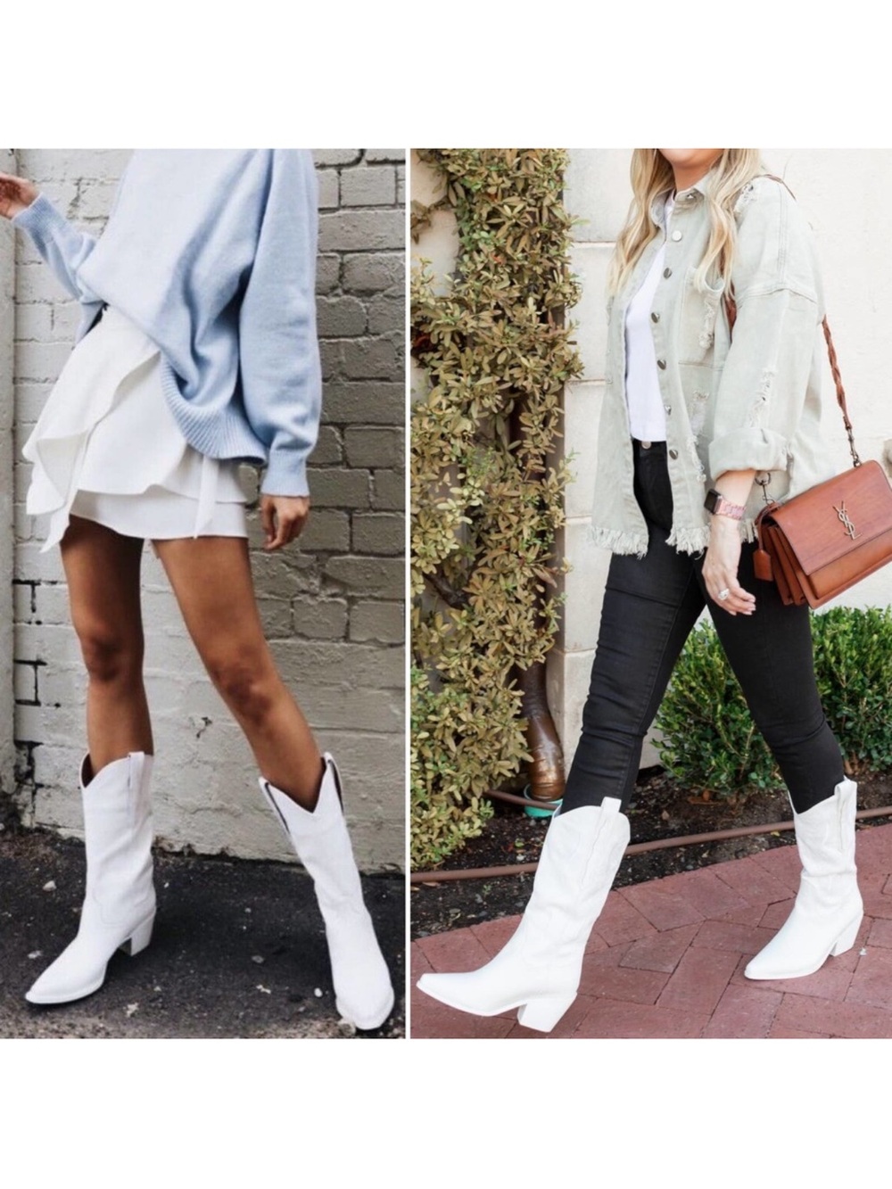 Jeffrey Campbell Floured Western Cowboy Boot White Combo 8.5